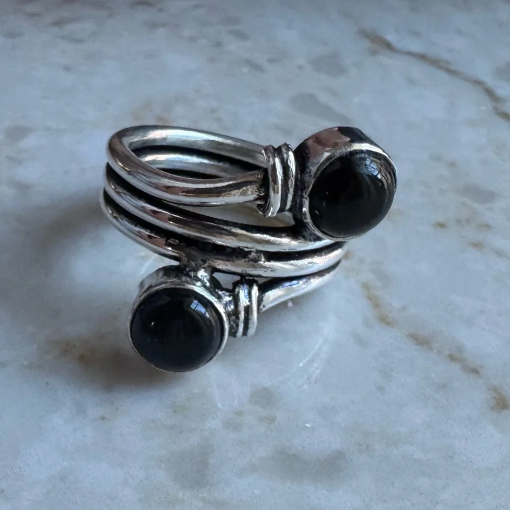 NWOT Sundance Storm Gyre Ring, Black Onyx, Sterling Silver